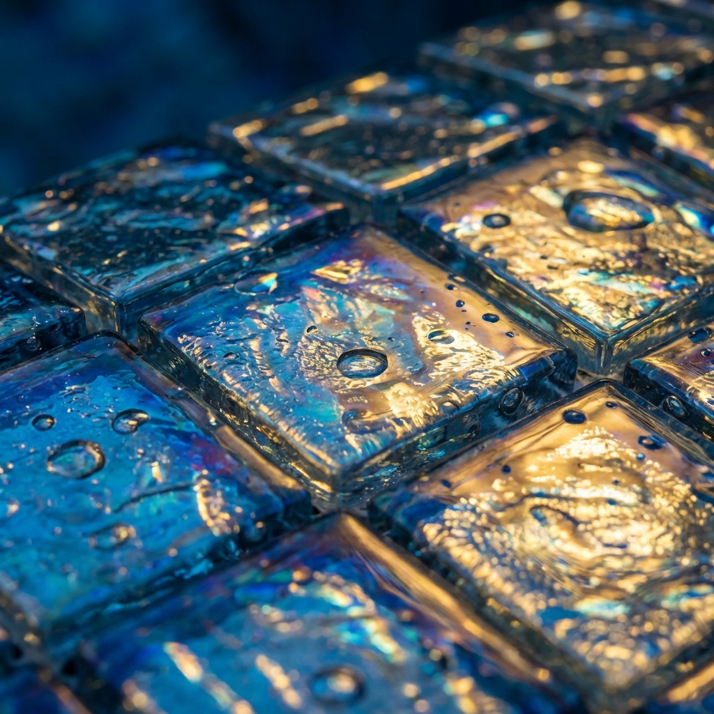 Glass Mosaic Tile macro close-up for pool construction